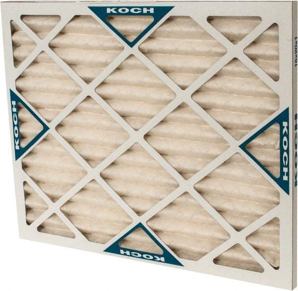 Made in USA - 16" Noml Height x 20" Noml Width x 1" Noml Depth, 30 to 35% Capture Efficiency, Wire-Backed Pleated Air Filter - MERV 8, Synthetic with Antimicrobial Protection, Integrated Beverage Board Frame, 300 Max FPM, 670 CFM, For Any Unit - Industrial Tool & Supply