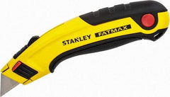 Stanley - Retractable Utility Knife - 60mm Blade, Yellow & Black Aluminum Handle, 5 Blades Included - Industrial Tool & Supply