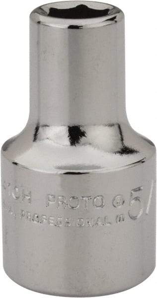 Proto - 5/16", 1/2" Drive, Standard Hand Socket - 6 Points, 1-31/64" OAL, Alloy Steel, Chrome Finish - Industrial Tool & Supply