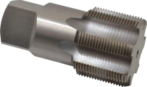 Interstate - 2-11" BSPP, 7 Flutes, Plug Chamfer, Bright Finish, High Speed Steel British Standard Pipe Tap - 1.875" Shank Diam, 1.406" Square Size, 4-1/2" Overall Length - Exact Industrial Supply