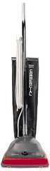 Sanitaire - Single Motor Lightweight Upright Vacuum Cleaner - 12" Cleaning Width, 5" Amps, Comfort Hand Grip, Gray with Black Bag - Industrial Tool & Supply