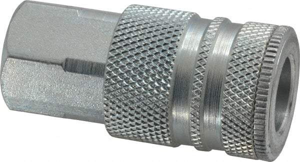 Coilhose Pneumatics - 1/4 Female NPT Industrial Pneumatic Hose Coupler - Plated Steel, 3/8" Body Diam - Industrial Tool & Supply