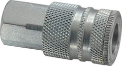 Coilhose Pneumatics - 1/4 Female NPT Industrial Pneumatic Hose Coupler - Plated Steel, 3/8" Body Diam - Industrial Tool & Supply