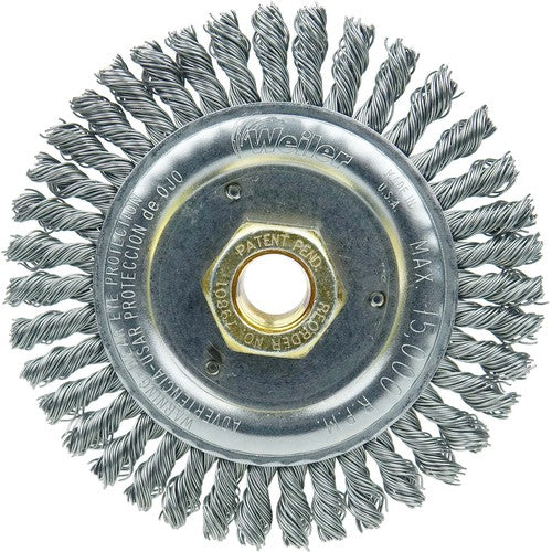 4 1/2″ Root Pass Brush-0.020″ Steel Wire 5/8-11 Dbl-H x Nut - Dually Weld Cleaning Brush - Industrial Tool & Supply
