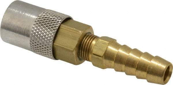 Coilhose Pneumatics - Hose Barb Moldflow Pneumatic Hose Straight Coupler (Valved) - Brass Nickel Plated, 1/4" Body Diam, 3/8" Hose ID - Industrial Tool & Supply