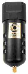 Coilhose Pneumatics - 3/8" Port, 6" High x 2" Wide, Compact FRL Filter with Metal Bowl & Manual Drain - 65 SCFM, 250 Max psi, 250°F Max, 3.8 oz Bowl Capacity - Industrial Tool & Supply