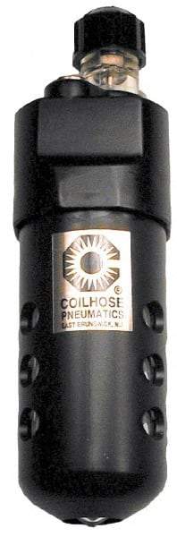Coilhose Pneumatics - 1/4 NPT Port, 150 Max psi, Compact Lubricator - Polycarbonate Bowl, Cast Aluminum Body, 23 CFM, 120°F Max, 2" Wide x 6-1/2" High - Industrial Tool & Supply