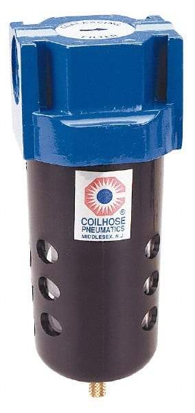 Coilhose Pneumatics - 3/8" Port Coalescing Filter - Polycarbonate Bowl, 0.3 Micron Rating, 7-1/2" High - Industrial Tool & Supply