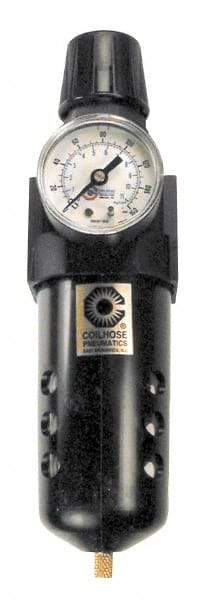Coilhose Pneumatics - 1/2" NPT Port Standard 1 Piece Filter/Regulator FRL Unit - Metal Bowl, 127 SCFM, 250 Max psi, 10.5" High, Manual Drain - Industrial Tool & Supply
