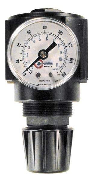 Coilhose Pneumatics - 1/2 NPT Port, 120 CFM, Cast Aluminum Standard Regulator - 0 to 125 psi Range, 250 Max psi Supply Pressure, 1/4" Gauge Port Thread, 2-3/4" Wide x 5-1/2" High - Industrial Tool & Supply