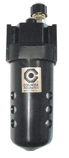 Coilhose Pneumatics - 1/2 NPT Port, 150 Max psi, Standard Lubricator - Polycarbonate Bowl, Cast Aluminum Body, 160 CFM, 120°F Max, 2-3/4" Wide x 8" High - Industrial Tool & Supply