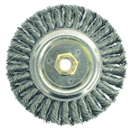 6" Filler Pass Brush - .023 Steel Wire; 5/8-11 Dbl-Hex Nut - Dually Weld Cleaning Brush - Industrial Tool & Supply