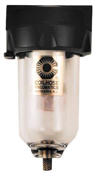 Coilhose Pneumatics - 3/8" Port, 5" High, FRL Filter with Aluminum Bowl & Manual Drain - 250 Max psi, 250°F Max, 4 oz Bowl Capacity - Industrial Tool & Supply
