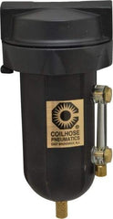 Coilhose Pneumatics - 1/4" Port, 5" High, FRL Filter with Aluminum Bowl & Manual Drain - 250 Max psi, 250°F Max, 4 oz Bowl Capacity - Industrial Tool & Supply