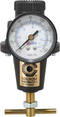 Coilhose Pneumatics - 3/8 NPT Port, 40 CFM, Cast Aluminum Heavy-Duty T-Handle Regulator - 0 to 125 psi Range, 250 Max psi Supply Pressure, 1/4" Gauge Port Thread, 3" Wide x 5-1/2" High - Industrial Tool & Supply
