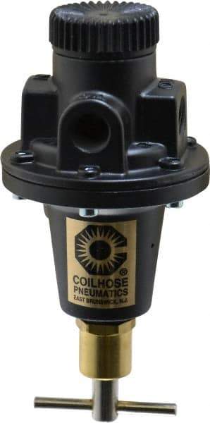 Coilhose Pneumatics - 1/4 NPT Port, 40 CFM, Cast Aluminum Tamper Proof Heavy-Duty T-Handle Regulator - 0 to 125 psi Range, 250 Max psi Supply Pressure, 1/4" Gauge Port Thread, 3" Wide x 5-1/2" High - Industrial Tool & Supply