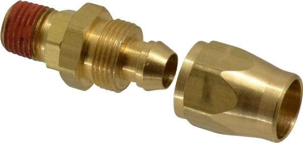 Coilhose Pneumatics - 1/4 NPT, Brass Reusable Hose Male Swivel Fitting - 3/8" Hose ID x 1/2" Hose OD - Industrial Tool & Supply