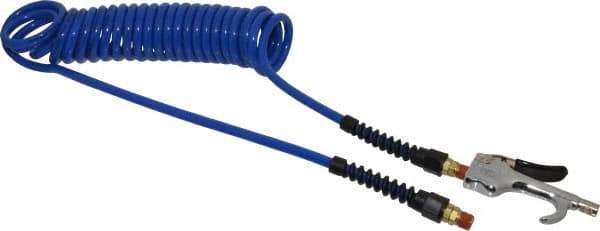 Coilhose Pneumatics - 1/4" ID Thumb Lever Air Gun Assembly - 15' Long Polyurethane Hose - Industrial Tool & Supply