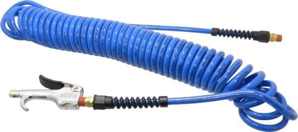 Coilhose Pneumatics - 1/4" ID Thumb Lever Air Gun Assembly - 25' Long Polyurethane Hose - Industrial Tool & Supply