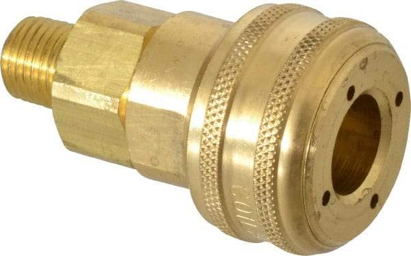 Coilhose Pneumatics - 1/4 Male NPT Industrial Pneumatic Hose Coupler - Brass, 3/8" Body Diam - Industrial Tool & Supply