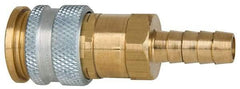Coilhose Pneumatics - Hose Barb European High Flow Pneumatic Hose Coupler - Brass, 1/4" Body Diam, 3/8" Hose ID - Industrial Tool & Supply