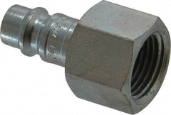 Coilhose Pneumatics - 3/8 Female NPT European High Flow Pneumatic Hose Connector - Plated Steel, 1/4" Body Diam - Industrial Tool & Supply