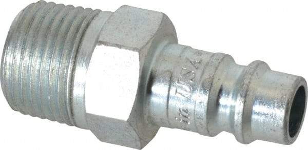 Coilhose Pneumatics - 3/8 Male NPT European High Flow Pneumatic Hose Connector - Plated Steel, 1/4" Body Diam - Industrial Tool & Supply