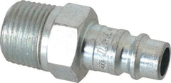 Coilhose Pneumatics - 3/8 Male NPT European High Flow Pneumatic Hose Connector - Plated Steel, 1/4" Body Diam - Industrial Tool & Supply