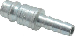 Coilhose Pneumatics - Hose Barb European High Flow Pneumatic Hose Connector - Plated Steel, 1/4" Body Diam, 1/4" Hose ID - Industrial Tool & Supply