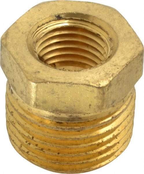 Cerro - 1/2 Male Thread x 1/4 Female Thread, Brass Industrial Pipe Hex Bushing - MNPTF x FNPTF, 1,200 psi - Industrial Tool & Supply