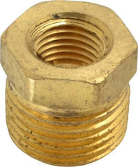 Cerro - 1/2 Male Thread x 1/4 Female Thread, Brass Industrial Pipe Hex Bushing - MNPTF x FNPTF, 1,200 psi - Industrial Tool & Supply