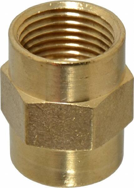 Cerro - 1/2 Female Thread, Brass Industrial Pipe Coupling - FNPTF, 1,200 psi - Industrial Tool & Supply