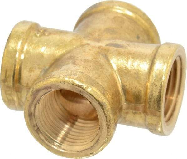Cerro - 3/8 Female Thread, Brass Industrial Pipe Female Cross - FNPTF, 1,200 psi - Industrial Tool & Supply