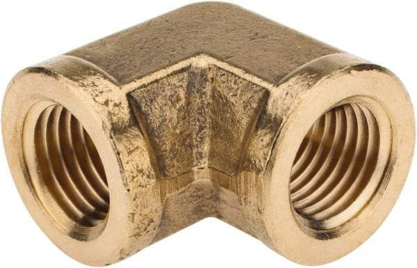 Cerro - 1/4 Female Thread, Brass Industrial Pipe 90° Female Elbow - FNPTF, 1,200 psi - Industrial Tool & Supply