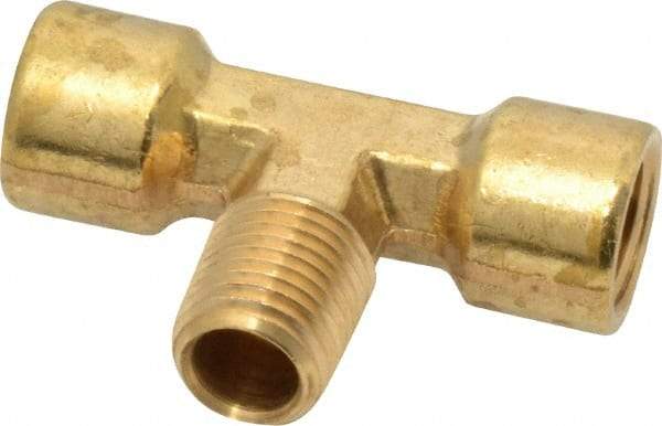 Cerro - 1/4 Male Thread x 1/4 Female Thread, Brass Industrial Pipe Male Branch Tee - MNPTF x FNPTF, 1,200 psi - Industrial Tool & Supply