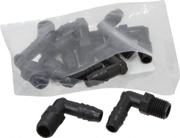 NewAge Industries - 3/8" Barb, 1/4 NPT, Multiple Barbed Tube Elbow - Polyethylene, Male - Industrial Tool & Supply