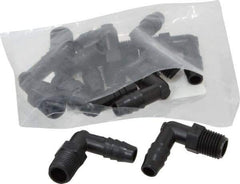 NewAge Industries - 3/8" Barb, 1/4 NPT, Multiple Barbed Tube Elbow - Polyethylene, Male - Industrial Tool & Supply
