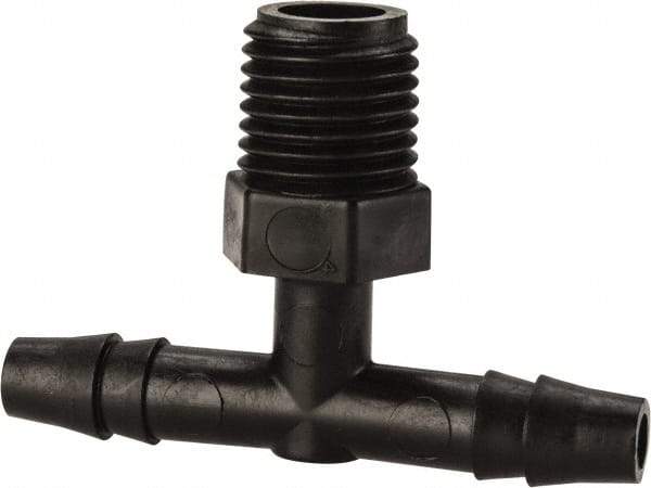 NewAge Industries - 1/4" Barb, 1/4 NPT, Multiple Barbed Tube Tee - Polyethylene, Male - Industrial Tool & Supply