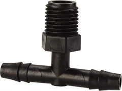NewAge Industries - 1/4" Barb, 1/4 NPT, Multiple Barbed Tube Tee - Polyethylene, Male - Industrial Tool & Supply
