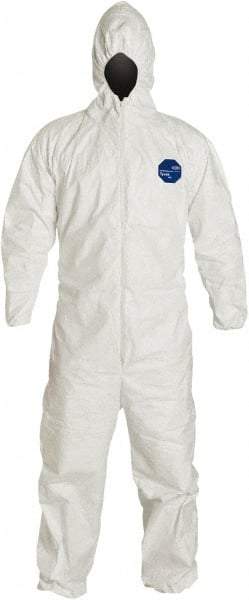 Dupont - Size 3XL Film Laminate General Purpose Coveralls - White, Zipper Closure, Elastic Cuffs, Elastic Ankles, Serged Seams - Industrial Tool & Supply