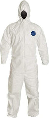 Dupont - Size M Film Laminate General Purpose Coveralls - White, Zipper Closure, Elastic Cuffs, Elastic Ankles, Serged Seams - Industrial Tool & Supply
