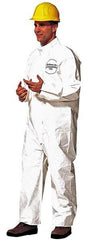 Dupont - Size 2XL Saranex Chemical Resistant Coveralls - White, Zipper Closure, Open Cuffs, Open Ankles, Bound Seams - Industrial Tool & Supply
