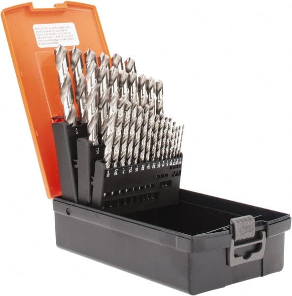 Hertel - 1/16 to 1/2", 118° Point, Bright Finish, High Speed Steel Jobber Length Drill Bit Set - Industrial Tool & Supply