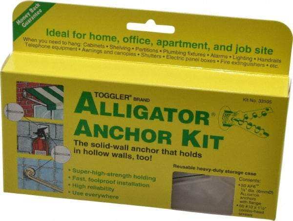 Toggler - 1/4" Diam, 1/4" Drill, 1-3/16" OAL, 3-3/8" Min Embedment Lag Shield Concrete Anchor - Plastic - Industrial Tool & Supply