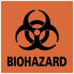 NMC - Hazardous Materials Label - Legend: BIOHAZARD, English, Black & Orange, 4" Long x 4" High, Sign Muscle Finish - Industrial Tool & Supply