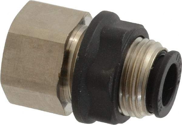 Legris - 3/8" Outside Diam, 1/4 NPT, Brass Push-to-Connect Tube Female Bulkhead - 290 Max psi - Industrial Tool & Supply