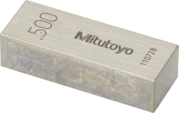 Mitutoyo - 0.5" Rectangular Steel Gage Block - Accuracy Grade AS-1, Includes Certificate of Inspection - Industrial Tool & Supply