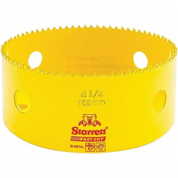 Starrett - 4-1/4" Diam, 1-5/8" Cutting Depth, Hole Saw - High Speed Steel Saw, Toothed Edge - Industrial Tool & Supply