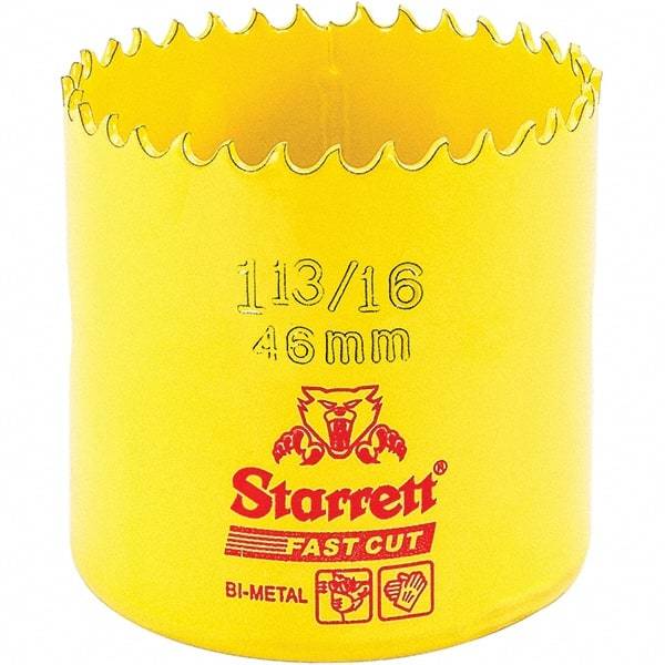 Starrett - 1-13/16" Diam, 1-5/8" Cutting Depth, Hole Saw - High Speed Steel Saw, Toothed Edge - Industrial Tool & Supply