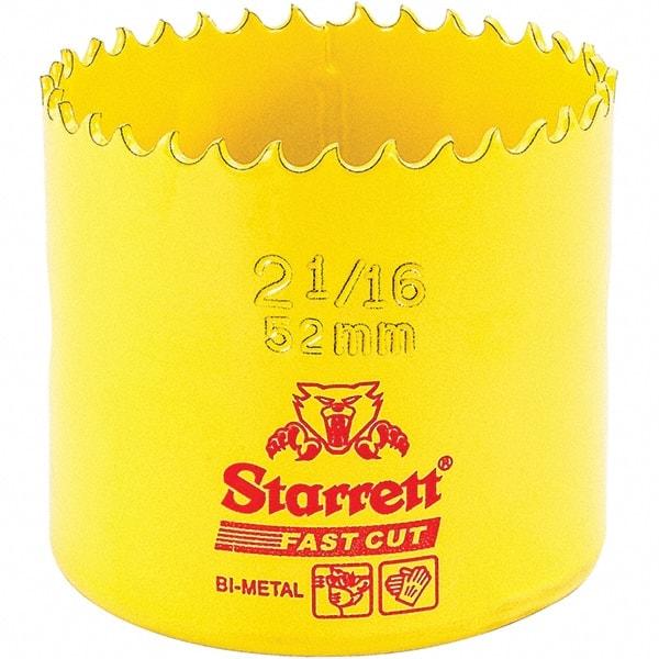 Starrett - 2-1/16" Diam, 1-5/8" Cutting Depth, Hole Saw - High Speed Steel Saw, Toothed Edge - Industrial Tool & Supply